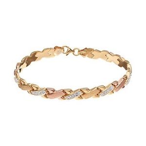 Crystal Tri-Tone Sterling Silver X Bracelet